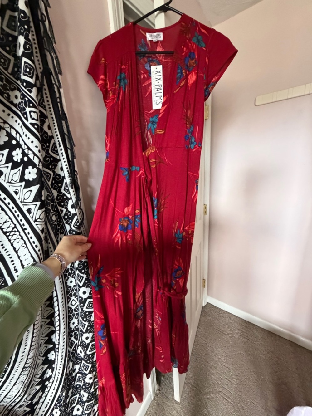 Red Floral Wrap Dress